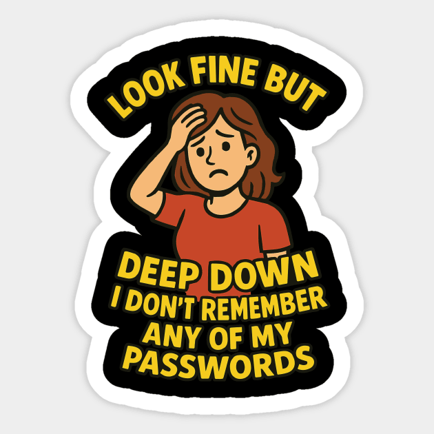 Deep Down I Don't Remember Any Of My Passwords Sticker by Marketing's Store